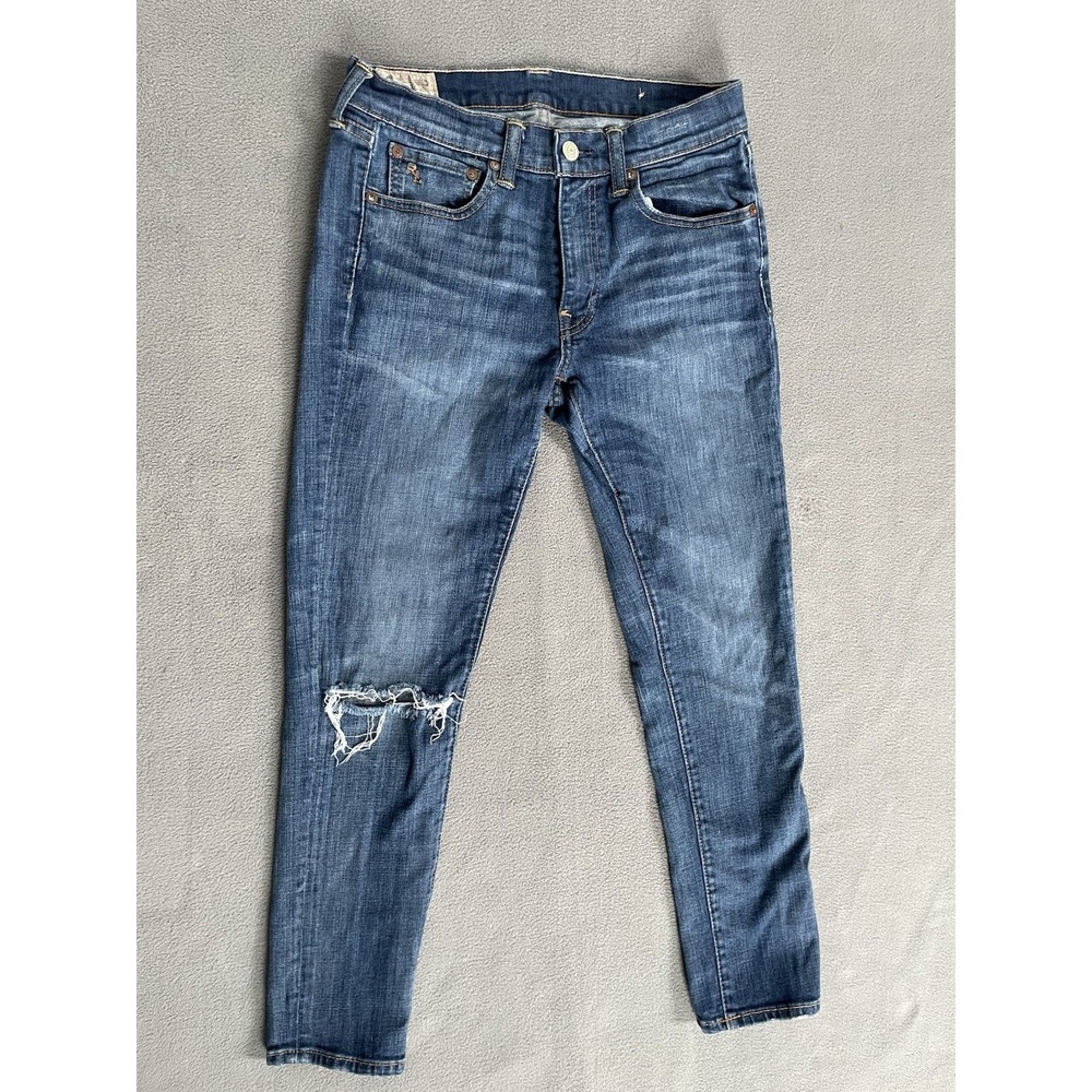 Polo Ralph Lauren Size 28 Tompkins Mid Rise Skinny Crop Denim Jeans Blue 28x26